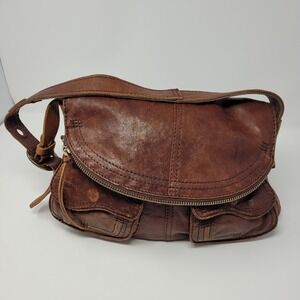 🍀 Lucky Brand  "Stash"  Shoulder Hand Bag  Chocolate Leather EUC